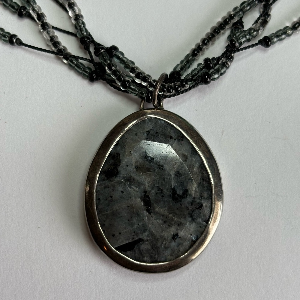 Vintage Silpada Silver & Gray Stone Necklace